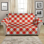 Lava Red And White Gingham Print Loveseat Protector