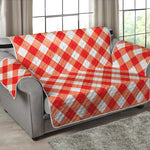 Lava Red And White Gingham Print Loveseat Protector