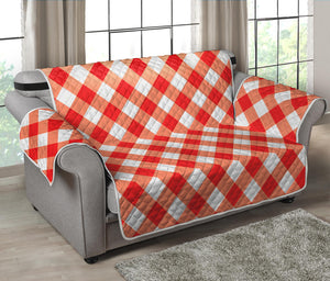 Lava Red And White Gingham Print Loveseat Protector