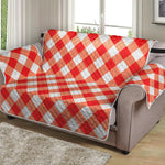 Lava Red And White Gingham Print Loveseat Protector