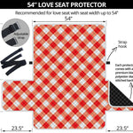 Lava Red And White Gingham Print Loveseat Protector