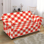 Lava Red And White Gingham Print Loveseat Slipcover