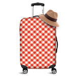 Lava Red And White Gingham Print Luggage Cover