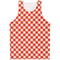 Lava Red And White Gingham Print Men's Tank Top