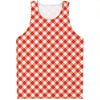 Lava Red And White Gingham Print Men's Tank Top