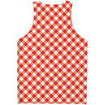 Lava Red And White Gingham Print Men's Tank Top