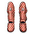 Lava Red And White Gingham Print Muay Thai Shin Guards