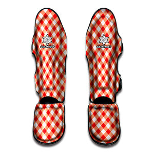 Lava Red And White Gingham Print Muay Thai Shin Guard