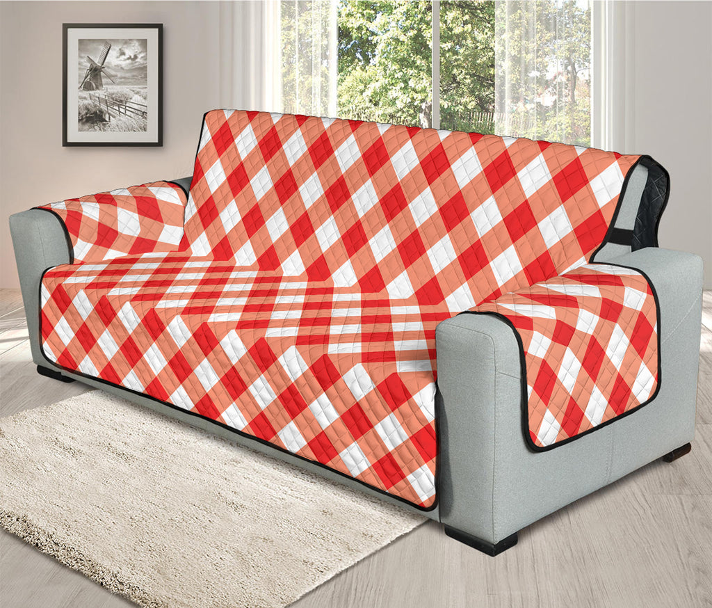 Lava Red And White Gingham Print Oversized Sofa Protector