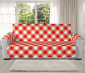 Lava Red And White Gingham Print Oversized Sofa Protector