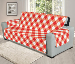 Lava Red And White Gingham Print Oversized Sofa Protector