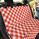 Lava Red And White Gingham Print Pet Car Back Seat Cover