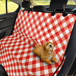 Lava Red And White Gingham Print Pet Car Back Seat Cover