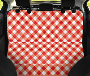 Lava Red And White Gingham Print Pet Car Back Seat Cover