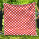 Lava Red And White Gingham Print Quilt