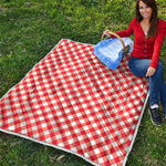 Lava Red And White Gingham Print Quilt