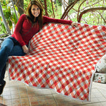 Lava Red And White Gingham Print Quilt