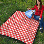 Lava Red And White Gingham Print Quilt