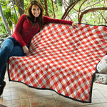 Lava Red And White Gingham Print Quilt