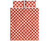 Lava Red And White Gingham Print Quilt Bed Set