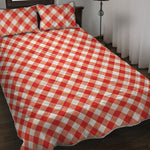 Lava Red And White Gingham Print Quilt Bed Set