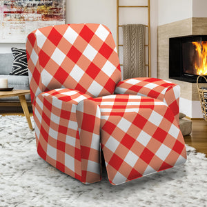 Lava Red And White Gingham Print Recliner Slipcover