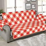 Lava Red And White Gingham Print Sofa Protector