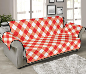 Lava Red And White Gingham Print Sofa Protector