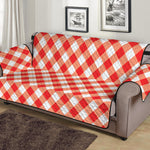 Lava Red And White Gingham Print Sofa Protector