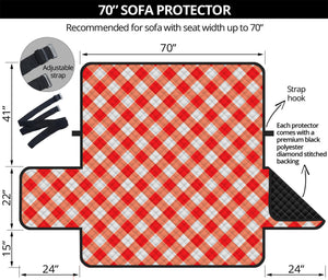 Lava Red And White Gingham Print Sofa Protector