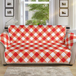 Lava Red And White Gingham Print Sofa Protector