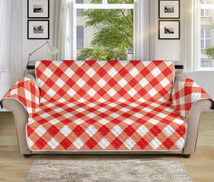 Lava Red And White Gingham Print Sofa Protector