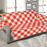 Lava Red And White Gingham Print Sofa Protector