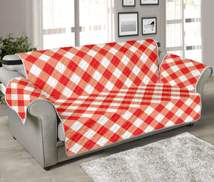 Lava Red And White Gingham Print Sofa Protector