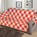 Lava Red And White Gingham Print Sofa Protector