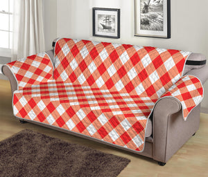 Lava Red And White Gingham Print Sofa Protector