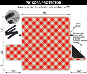 Lava Red And White Gingham Print Sofa Protector