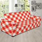 Lava Red And White Gingham Print Sofa Slipcover