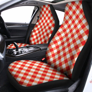 Lava Red And White Gingham Print Universal Fit Car Seat Covers