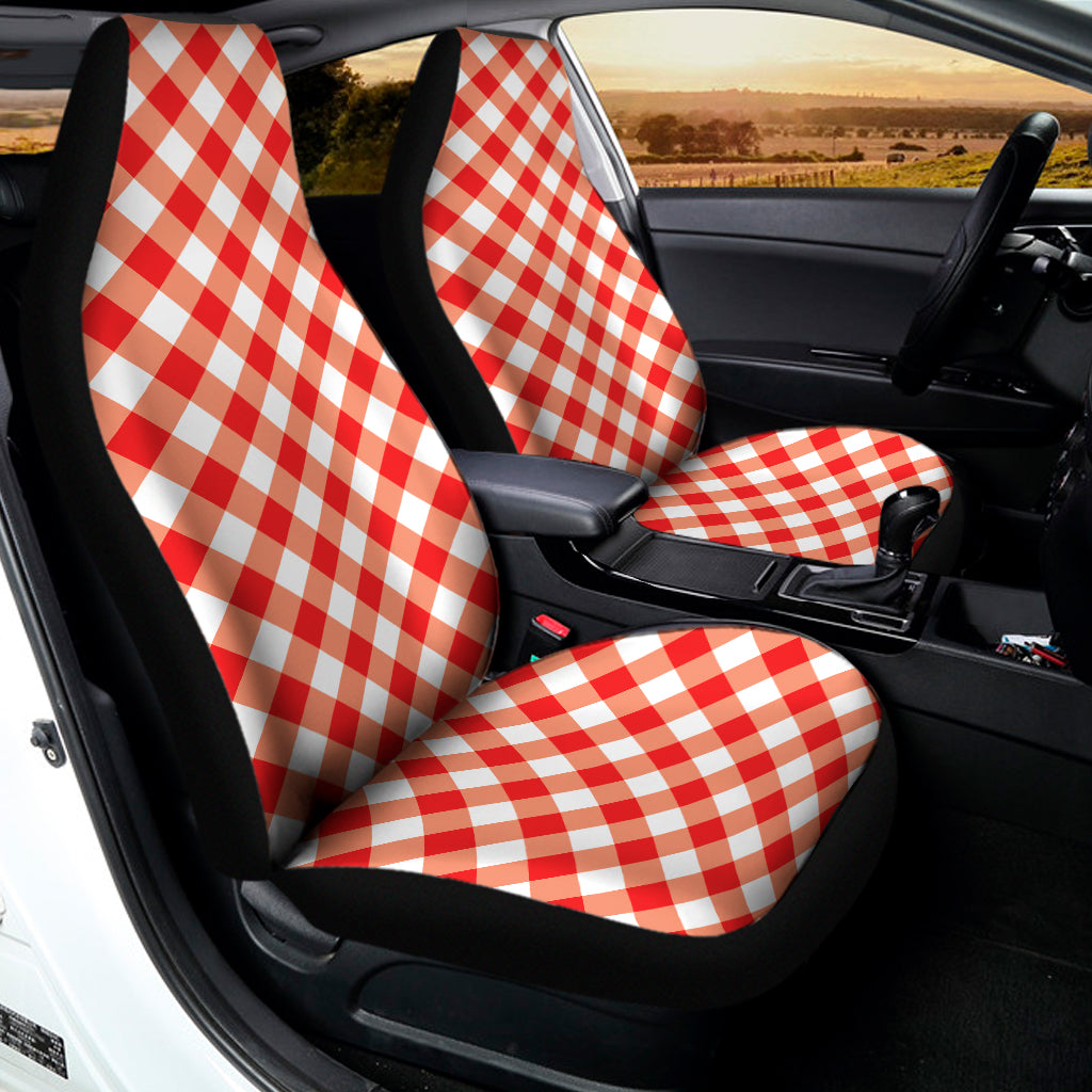 Lava Red And White Gingham Print Universal Fit Car Seat Covers