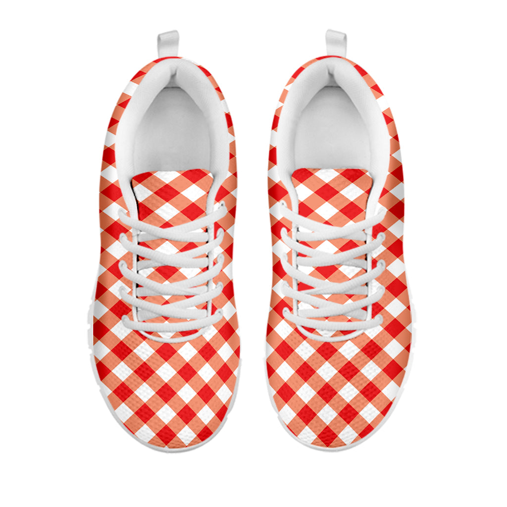 Lava Red And White Gingham Print White Sneakers