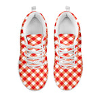 Lava Red And White Gingham Print White Sneakers