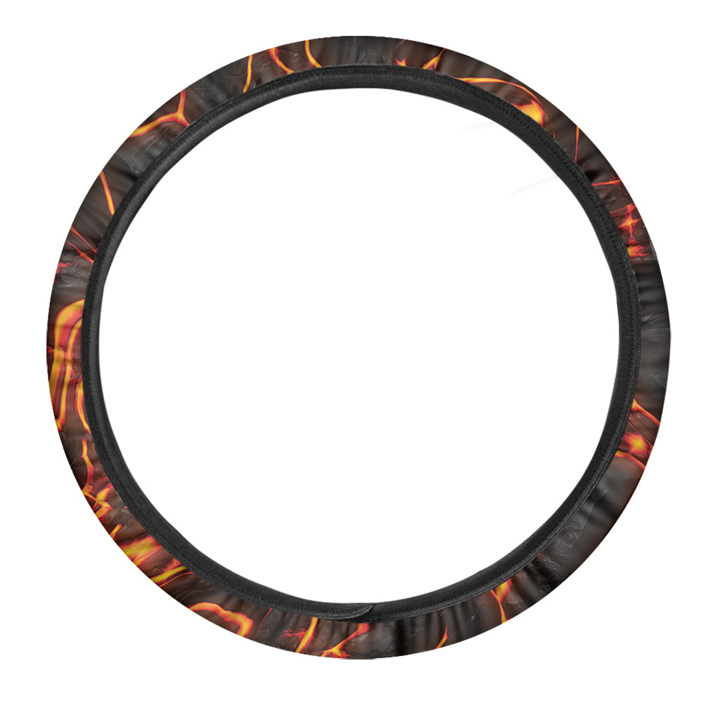 Lava Texture Print Car Steering Wheel Cover