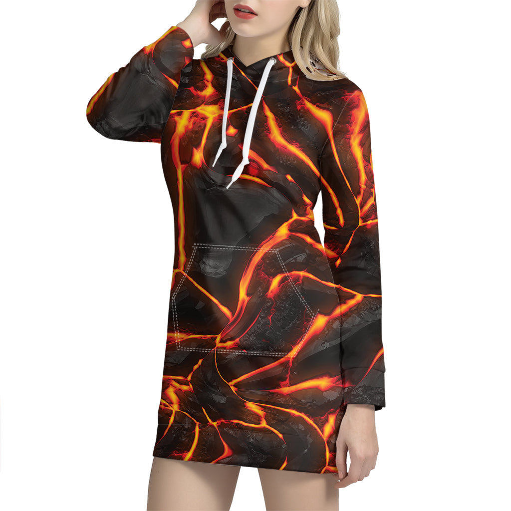 Lava Texture Print Hoodie Dress