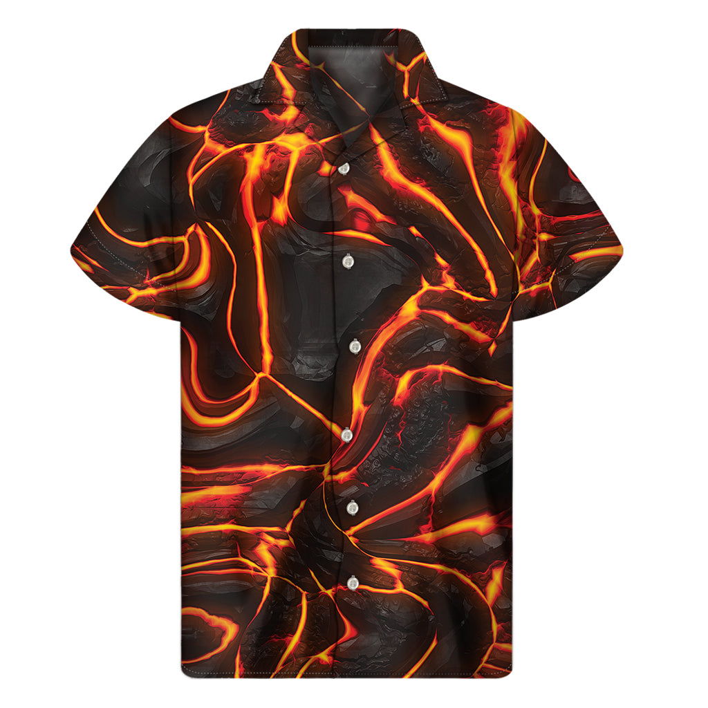 Lava Texture Print Men's Short Sleeve Shirt