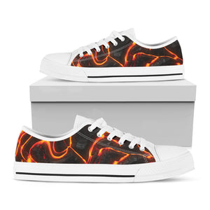 Lava Texture Print White Low Top Shoes