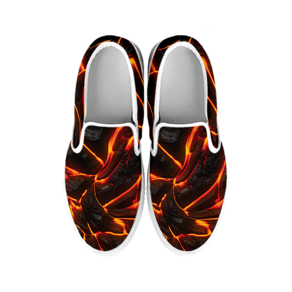 Lava Texture Print White Slip On Shoes