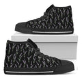 Lavender Flowers Pattern Print Black High Top Sneakers