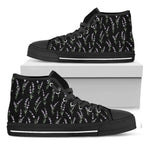 Lavender Flowers Pattern Print Black High Top Shoes
