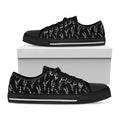 Lavender Flowers Pattern Print Black Low Top Sneakers